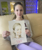 Надежда давно хотела получить свой шарж, шаржист Михаил Шабалин